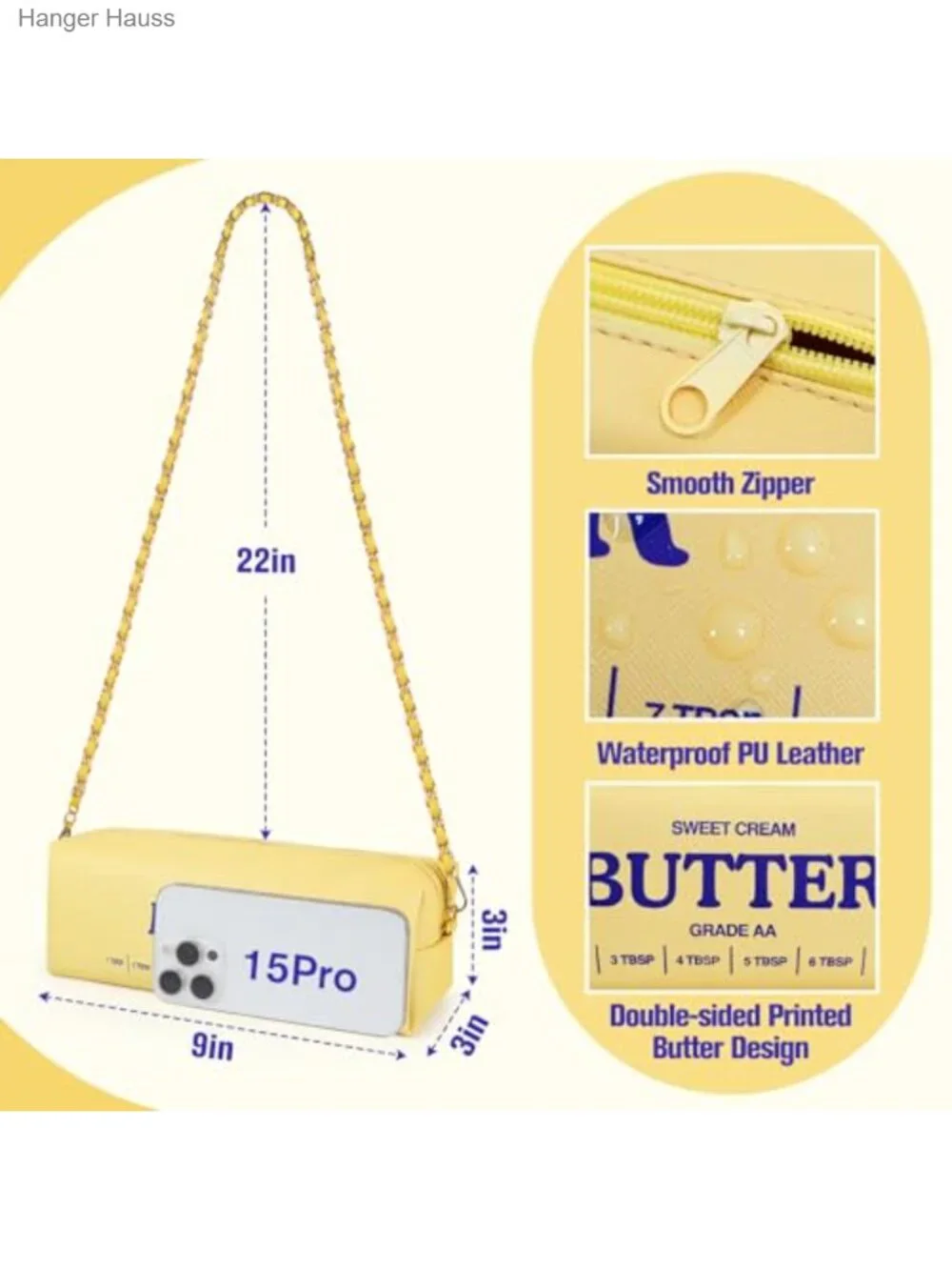 Funny Butter Crossbody Bag for Women Girls PU Leather Shoulder Purse